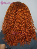 Mona #Burgundy Headband Wig Curly Human Hair Wigs (WITH ONE FREE TRENDY HEADBAND)