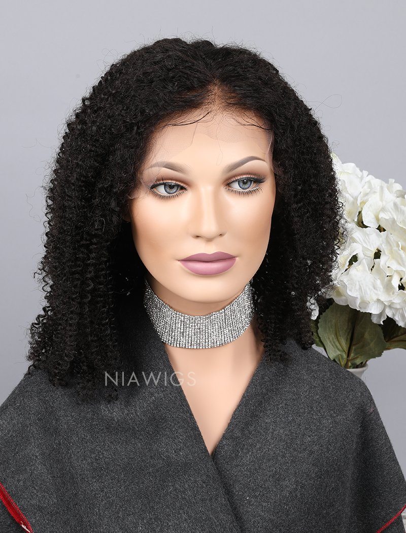Kinky Curly Human Hair Lace Front Wigs With Baby Hair