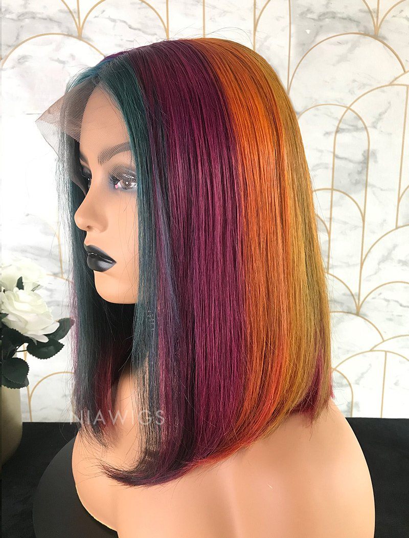 Renee Remy Hair 12 Inches Lace Front Wig Rainbow Color