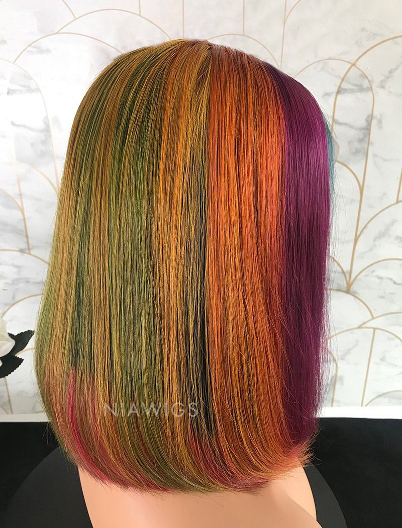 Renee Remy Hair 12 Inches Lace Front Wig Rainbow Color
