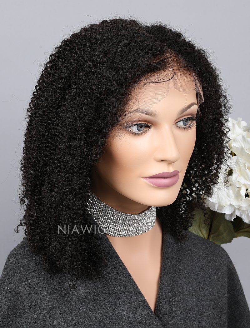 Kinky Curly Human Hair Lace Front Wigs With Baby Hair