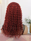 Nadra#Red Headband Wig Loose Curly Human Hair Wigs (WITH ONE FREE TRENDY HEADBAND)