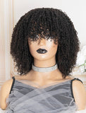 Afro Kinky Curly Brazilian Human Hair 150% Density Closure Lace Wig With Bangs