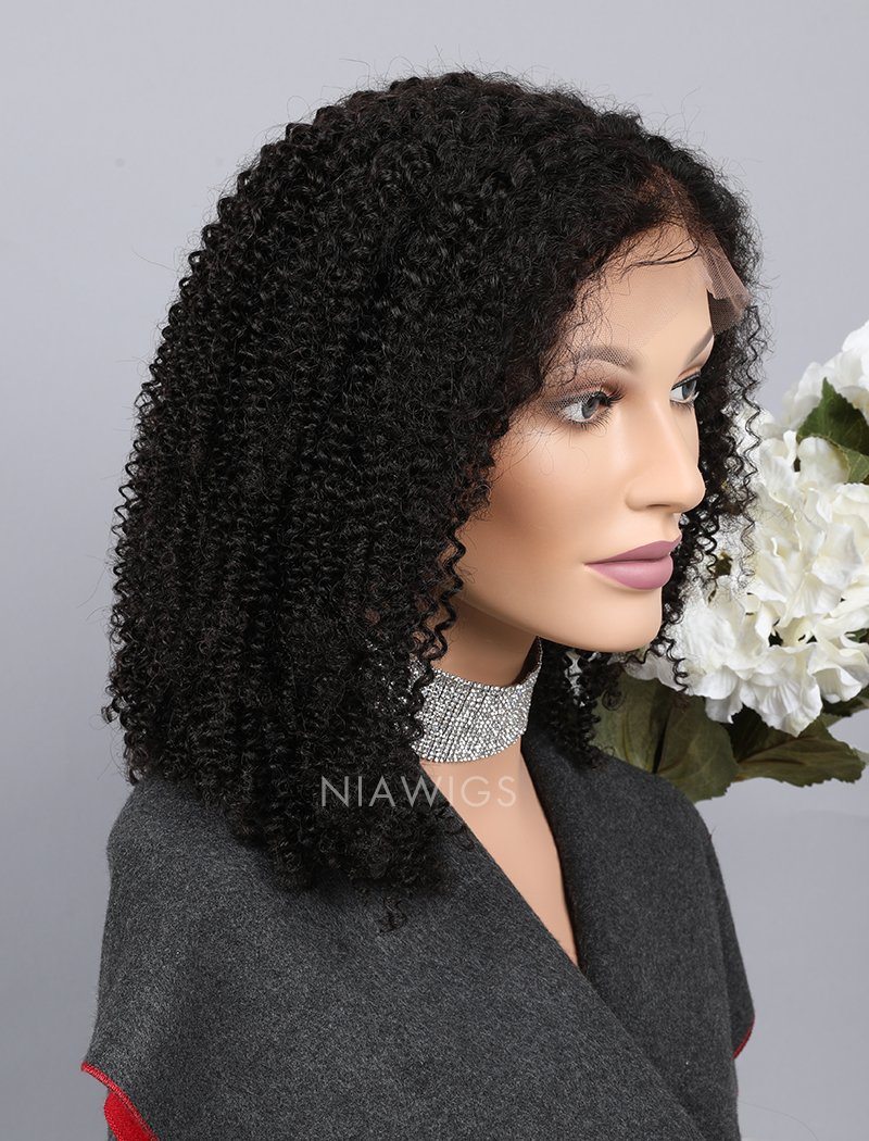 Kinky Curly Human Hair Lace Front Wigs With Baby Hair