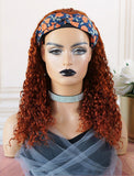 Mona #Burgundy Headband Wig Curly Human Hair Wigs (WITH ONE FREE TRENDY HEADBAND)