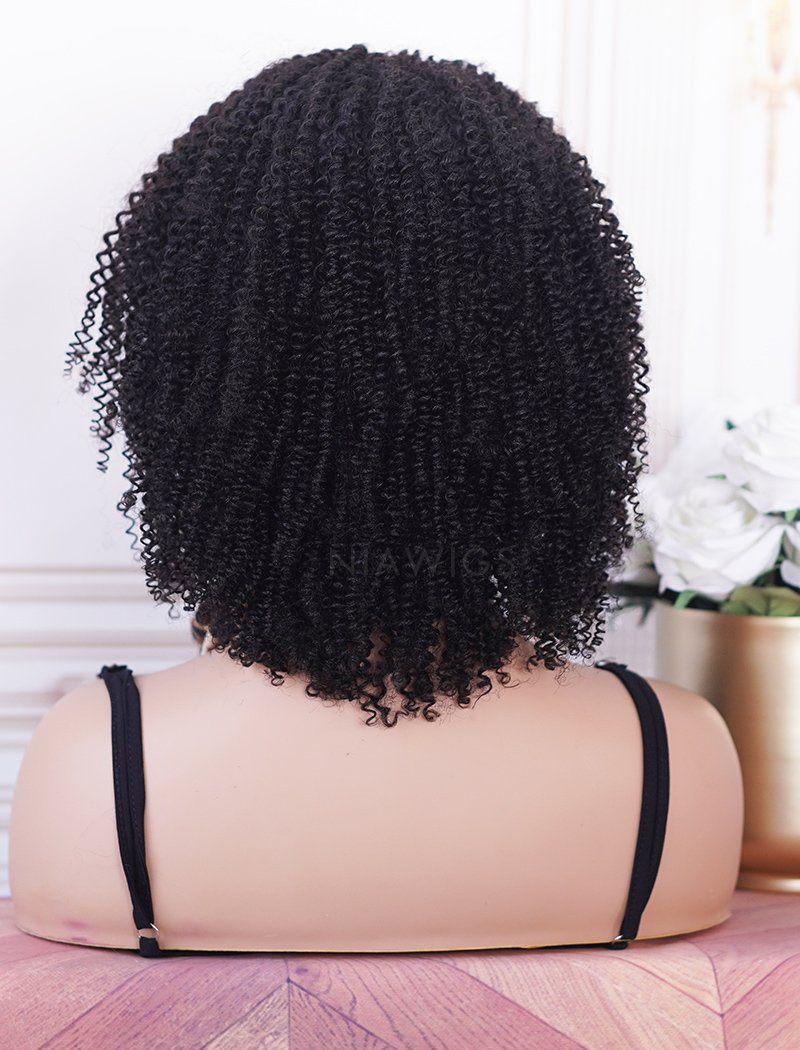 Clearance Headband Wig Kinky Curly Human Hair With Bangs Wigs (WITH FREE TRENDY HEADBAND)