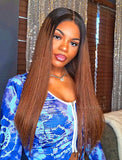 Connie #1b/#4 Highlight Skin Base Lace Front Wigs Human Hair Silky Straight