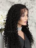 Deep Curly Human Hair Glueless Full Stretchable Wigs Free Parting With Baby Hair