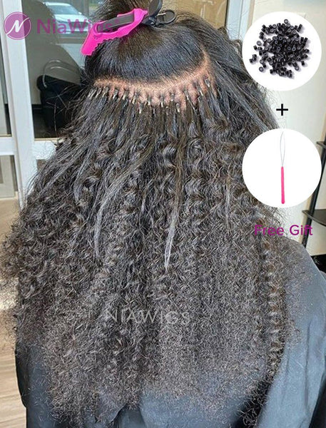 I tip curly human hair extensions Clearance