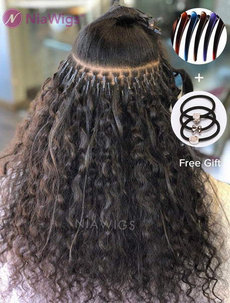 Micro Loop Extensions Micro Ring Human Hair Curly – NiaWigs display picture 1