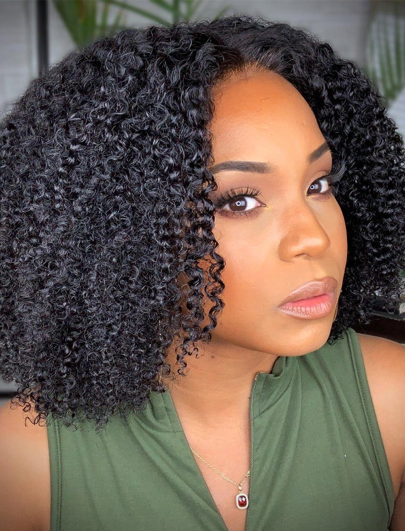 Kinky Curly Human Hair Lace Front Wigs With Baby Hair