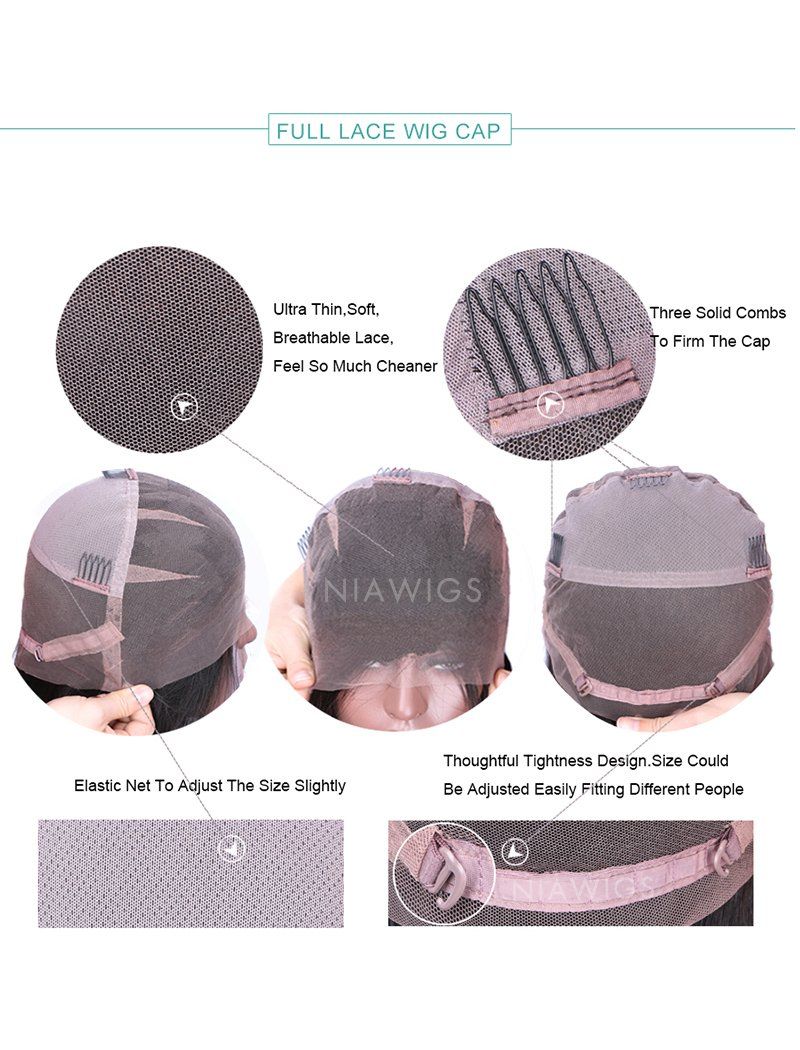 Natural Wave Human Hair Glueless Full Lace Wigs With Baby Hair