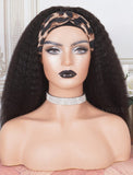 Headband Wig Kinky Straight Human Hair Wigs (WITH FREE TRENDY HEADBAND)