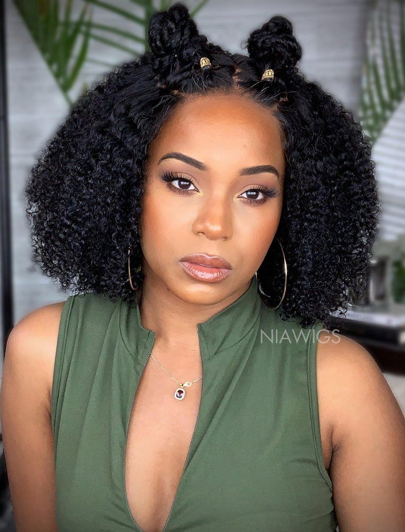 Kinky Curly Human Hair Lace Front Wigs With Baby Hair