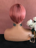 Adah Remy Hair 8 Inches Lace Front Wig Pink