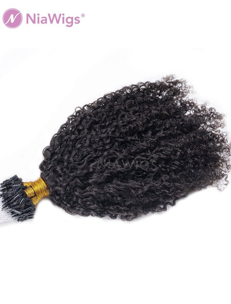 Clearance 4A Micro Loop Extension Kinky Curly Micro Ring Human Hair Extensions For Black Women