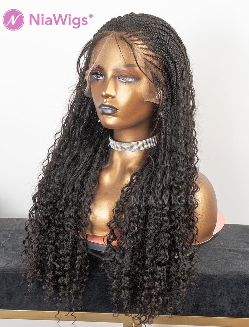 New Arrival Half Up Half Down Braided Glueless Human Hair Full Lace Braided Wig With Baby Hair