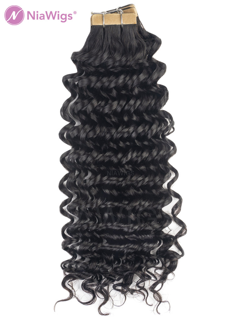 Tape Ins Brazilian Human Hair Extension Deep Wave Tape On Hair Tape Ins Brazilian Human Hair Extension Deep Wave Tape On Hair