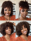Nina Black Roots Medium Brown Base(#1BT#4 )Kinky Curls Headband Wigs (WITH ONE FREE TRENDY HEADBAND)