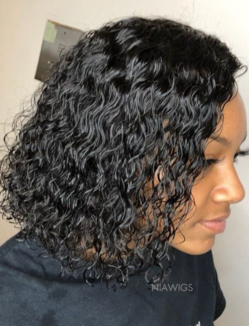 Curly Human Hair Glueless Full Lace Wigs With Baby Hair