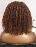 #Ginger Brown Kinky Curly 100% Human Hair Highlight Red Blonde Lace Wigs