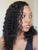 Curly Human Hair Lace Front Wigs Free Parting With Removeable Bands