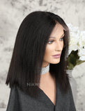 Yaki Straight Short Bob Human Hair Lace Front Wigs