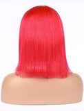 Watermelon Red Human Hair Bob Wig Colorful Lace Wigs