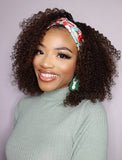 Nina Black Roots Medium Brown Base(#1BT#4 )Kinky Curls Headband Wigs (WITH ONE FREE TRENDY HEADBAND)