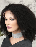 Afro Kinky Curly Human Hair Lace Front Wigs With Baby Hair