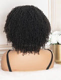 Afro Kinky Curly Brazilian Human Hair 150% Density Closure Lace Wig With Bangs