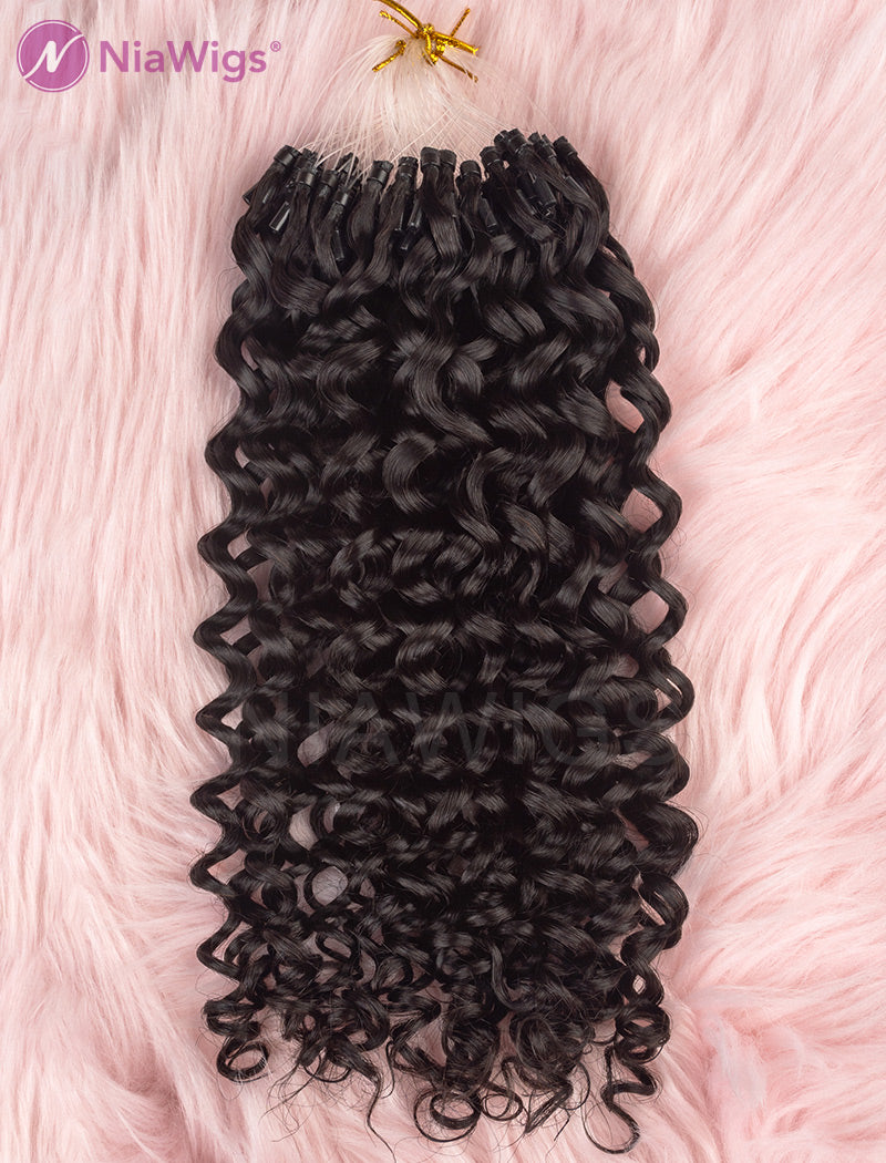 Jerry Curly Human Hair Micro Loop Extensions Curly Micro Ring Hair Ext ...