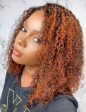 #Ginger Brown Kinky Curly 100% Human Hair Highlight Red Blonde Lace Wigs