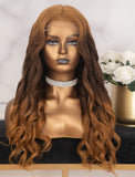 #Balayage Human Hair Fashion Wavy Lace Front Wigs With Natural Hairline