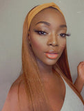 Dark Roots Ombre #4 Brown Headband Wig Human Hair Wigs (WITH FREE TRENDY HEADBAND)
