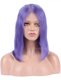 Lavender Human Hair Bob Wig Colorful Lace Wigs