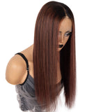 Amy #33 Dark Auburn Human Hair Lace Wigs With Natural Hairline