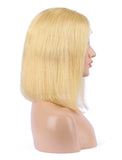 Lemon Chiffon Human Hair Bob Wig Colorful Lace Wigs
