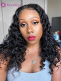 Deep Wave Human Hair 5x5 Inches Lace Front Wigs With Natural Hairline