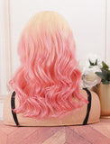 Bright Pink Headband Wig Wavy Human Hair Wigs (WITH FREE TRENDY HEADBAND)