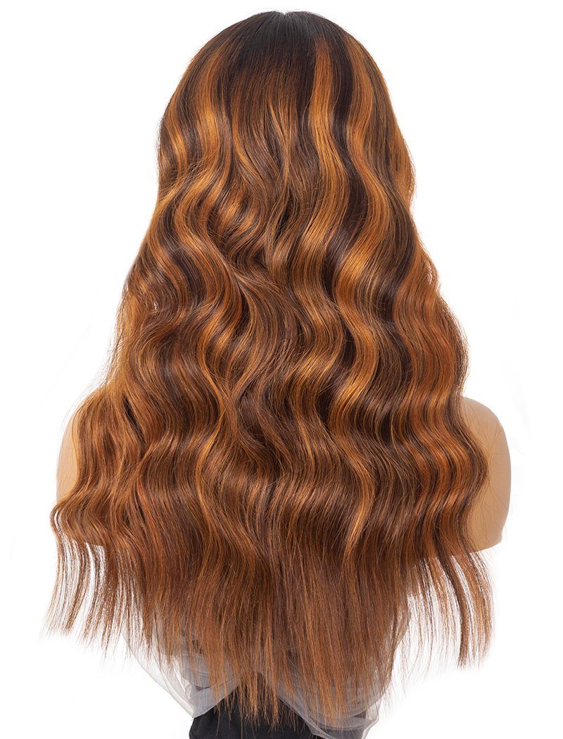 Mona #Highlight Natural Wavy Human Hair Lace Wigs With Natural Hairline