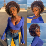 Headband Wig Afro Kinky Curly Human Hair Wigs