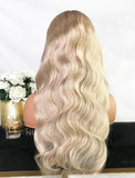Sabina Virgin Hair 22 Inches Glueless Full Lace Wig Black Roots&Platinum Blonde