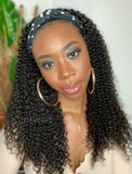 2025 Fashion Kinky Curly Headband Wig Human Hair Wigs (WITH FREE TRENDY HEADBAND)