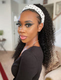 2025 Fashion Kinky Curly Headband Wig Human Hair Wigs (WITH FREE TRENDY HEADBAND)