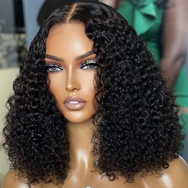 100% Human Hair Curly 13x3 Inches Lace Front Wigs Middle Parting