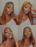 Dark Roots Ombre #4 Brown Headband Wig Human Hair Wigs (WITH FREE TRENDY HEADBAND)