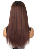 Amy #33 Dark Auburn Human Hair Lace Wigs With Natural Hairline