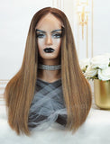 Nerissa  #1B/#27 Highlight Skin Base Lace Front Wigs Human Hair Silky Straight