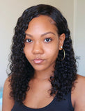 Curly Human Hair Lace Front Wigs Free Parting With Removeable Bands